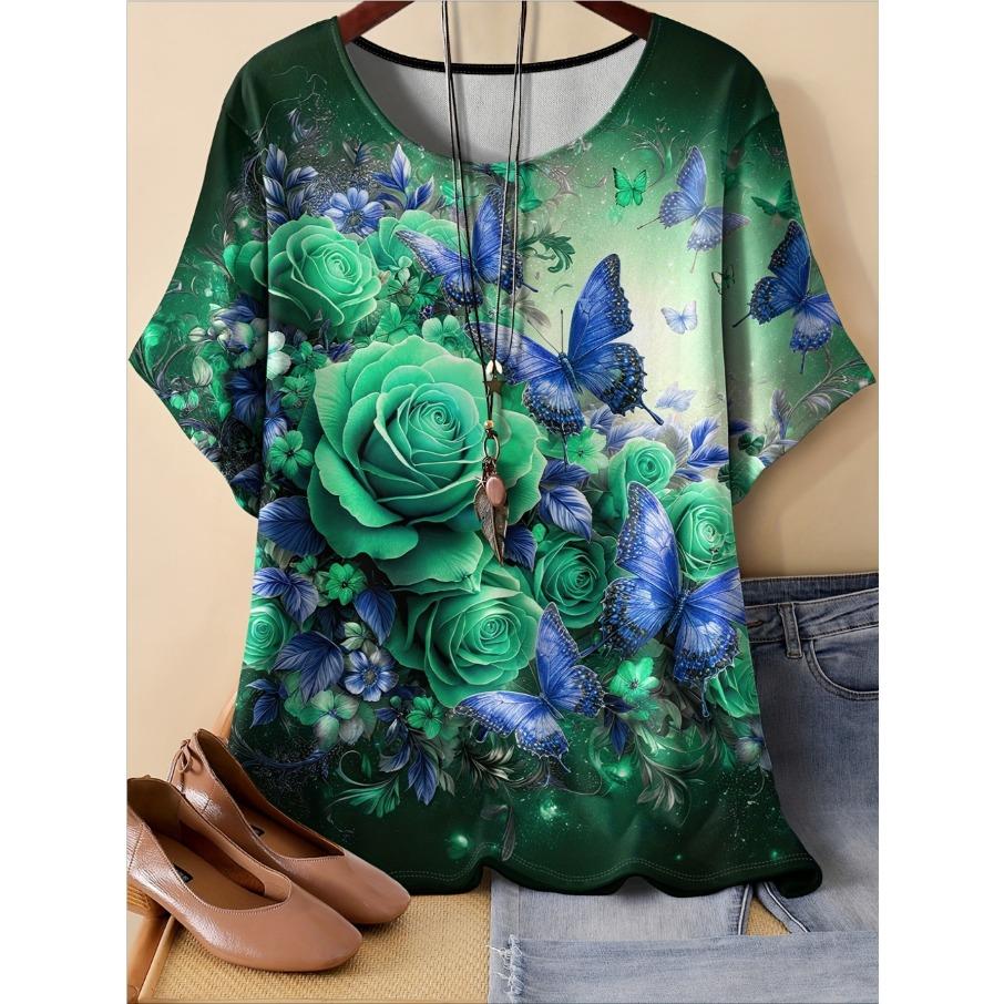 

Женская повседневная футболка с 3D-принтом больших размеров XL-7XL, свободного кроя, с круглым вырезом и короткими рукавами XL