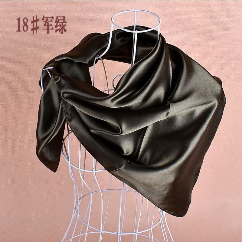 Selected solid color imitation silk generous silk scarf, women's silk scarf 90 * 90 color diced versatile scarf