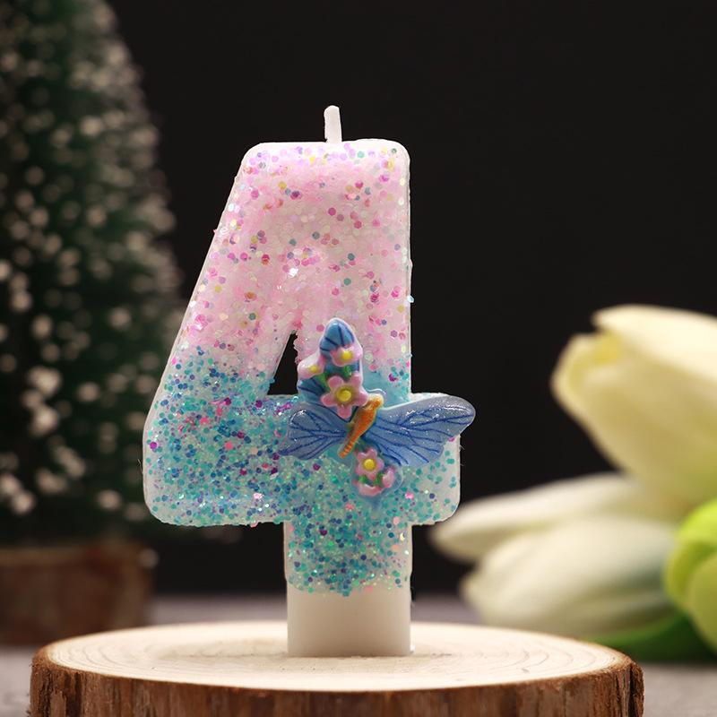 0-9 Number Cake Candles Party Supplies Pink Butterflies Candles Accessories Cake Shop Props Valentine's Anniversary Candles Blue