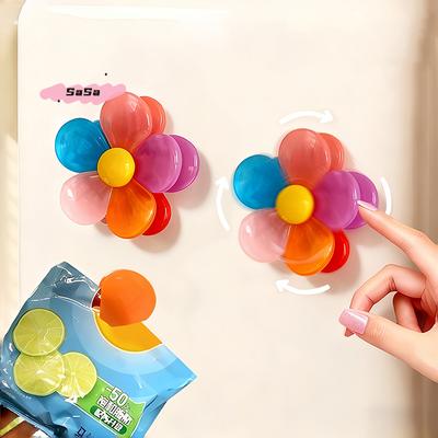 1 Set Flower-Shaped 2-in-1 Magnetic Fridge Clips Multifunctional Food Sealing Kitchen Storage Accessories