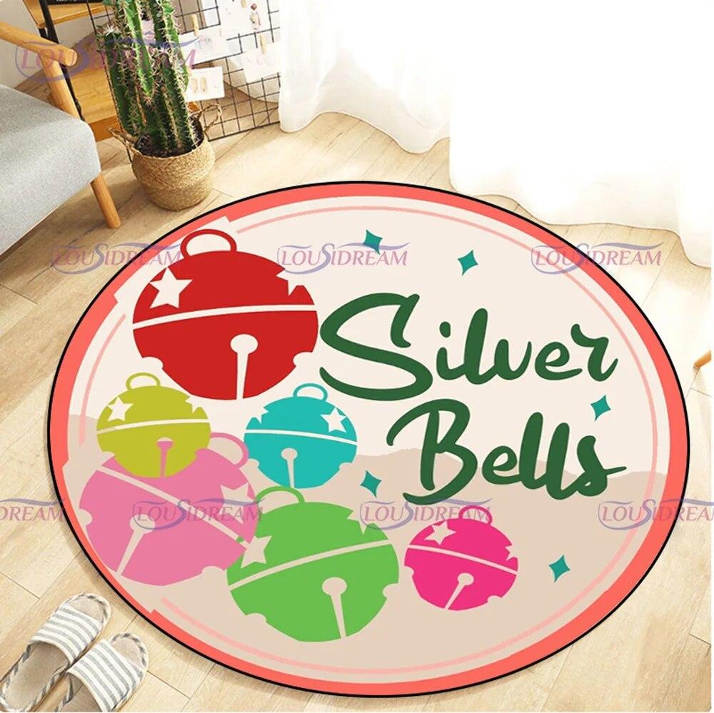 Christmas Snowman Round Carpet Floor Mat Living Room Carpet Kitchen Mat Santa Claus Carpet Picnic Mat Children's Room Decor