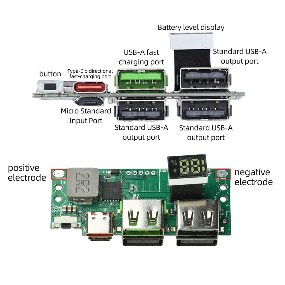 Digital Display Lithium Battery Fast Charging Module IP5356 Type-C Micro USB PD/QC 22.5W Super Fast Charging Board