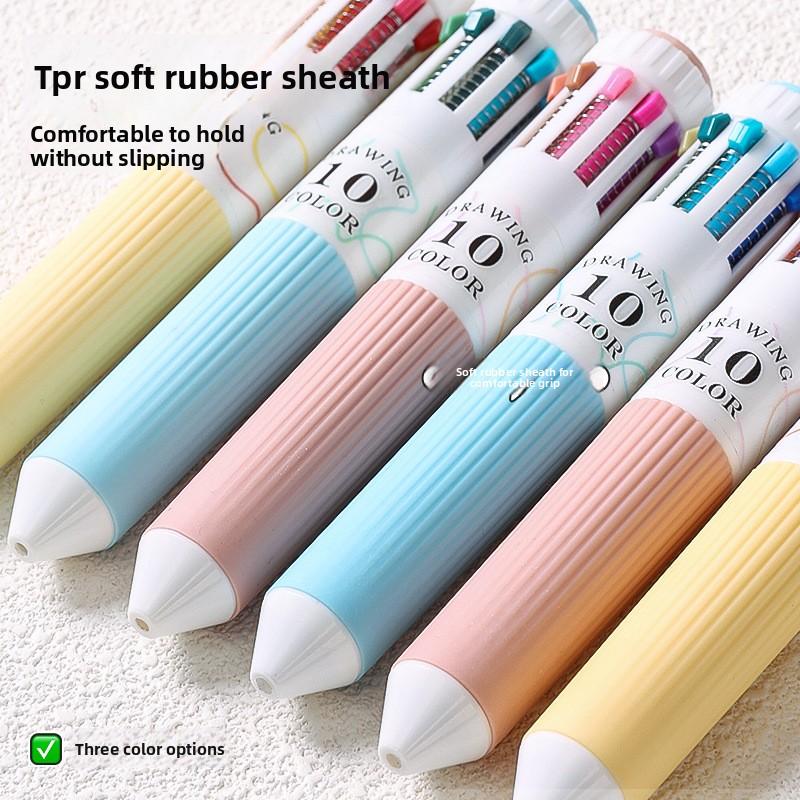 Drawing-specific Ballpoint Pen Labeled Notebook with Press-down Cartoon Soft Grip Colored Pen for Students