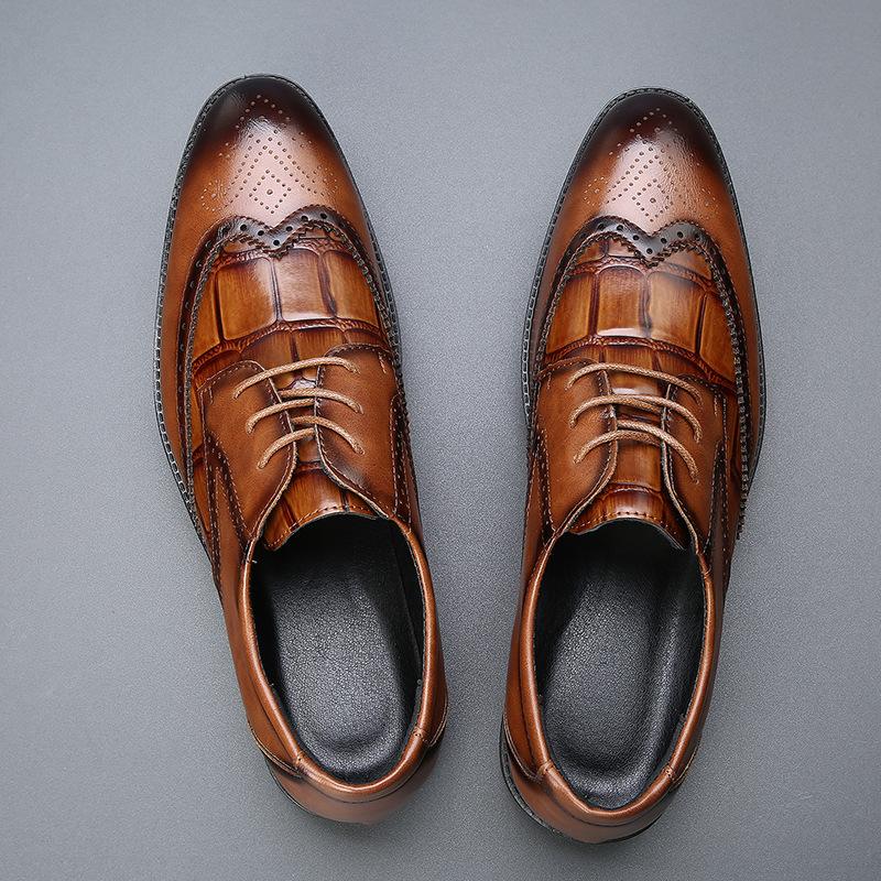 Exported plus-size Brock custom leather shoes for men, spring/autumn casual British and European American formal men's shoes