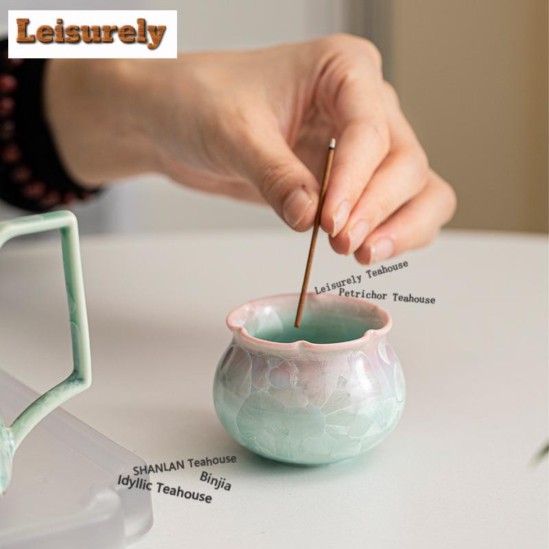 Kiln Change Crystal Glaze Lucky Bag Incense Holder Water Fountain Decoration Incense Burners Consecrate Censer Indoor Craft Gift