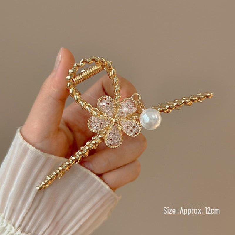 High-End Women's Rhinestone Hair Shark Clip - Large, Stylish, and Trendy Hairpin