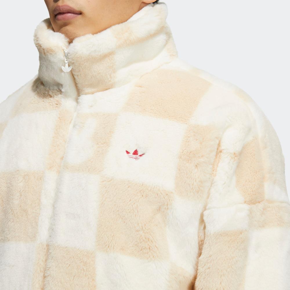 Adidas Originals Trefoil Checkered Zip-Up Collar Jacket Unisex Jacket Beige HZ9022