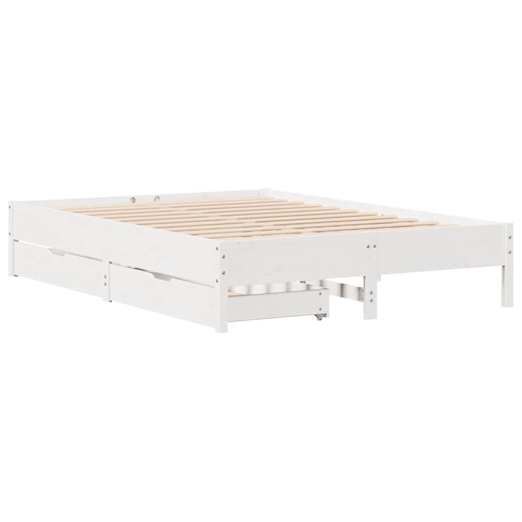Vidaxl Bed Frame Without Mattress, White, 120X190 Cm, Solid Pine Wood