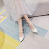 Fashion Women White Princess High Heels Pointed Toe Chunky Heel Cross Strap Lace Up Wedding Shoes Hollow Out Design Large Size