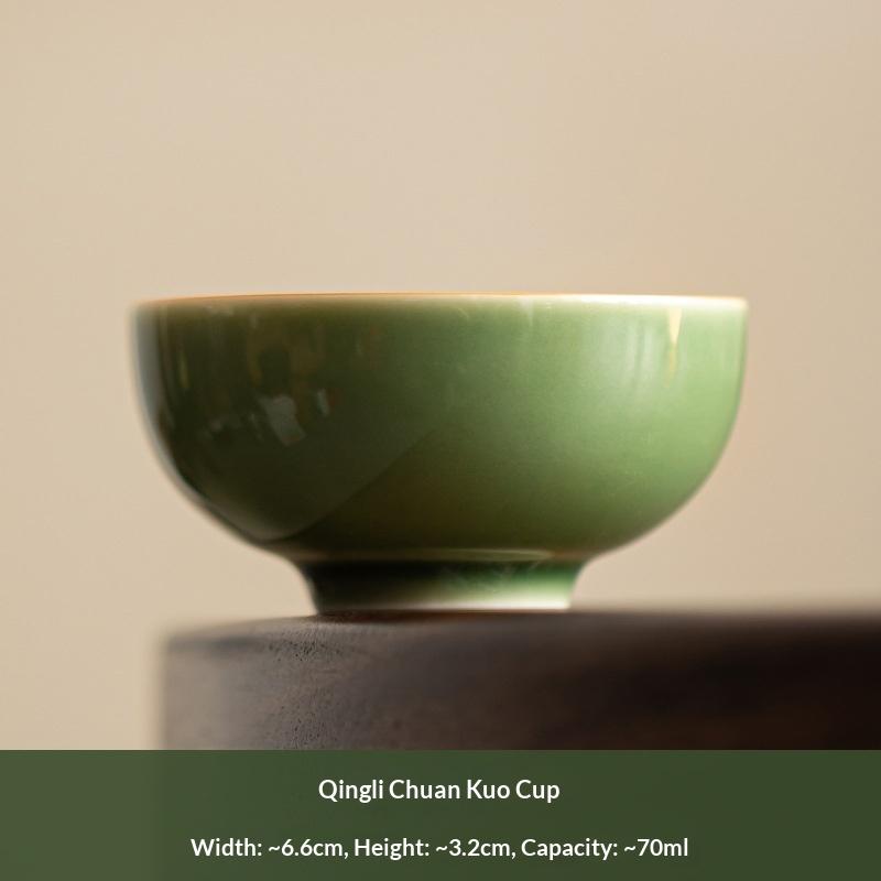

Green Glaze Teacup Japanese Handmade Ceramic Kung Fu Tea Set Tasting Cup Home Use Small Single Cup Master Cup 200ml