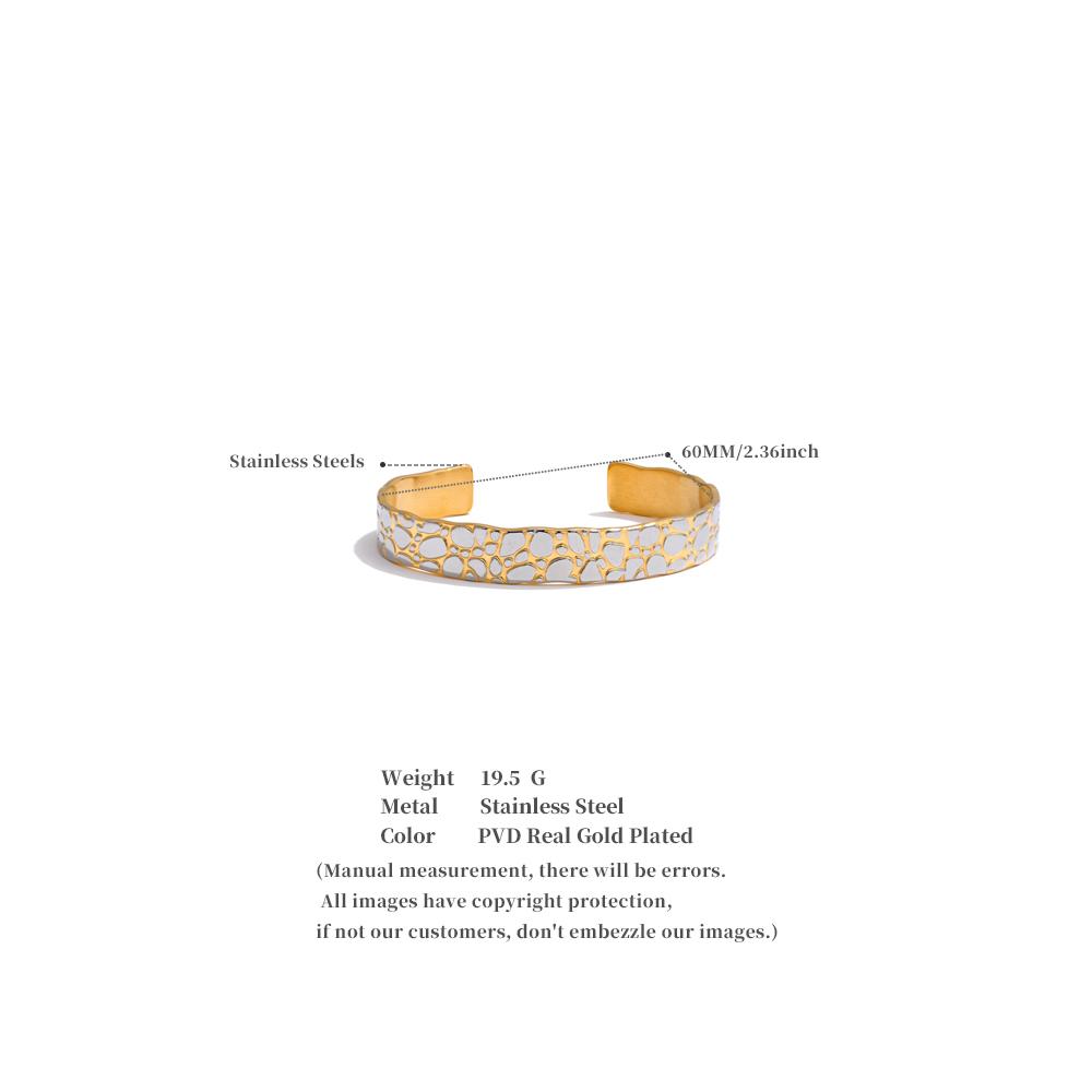 Eetit High Quality Stainless Steel Metal Round Cuff Open Bracelet Bangle Waterproof Texture Distinctive Wrist Jewelry