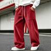 Men's Corduroy Pants Loose Fit Straight Leg with Elastic Waist for Casual Everyday Wear