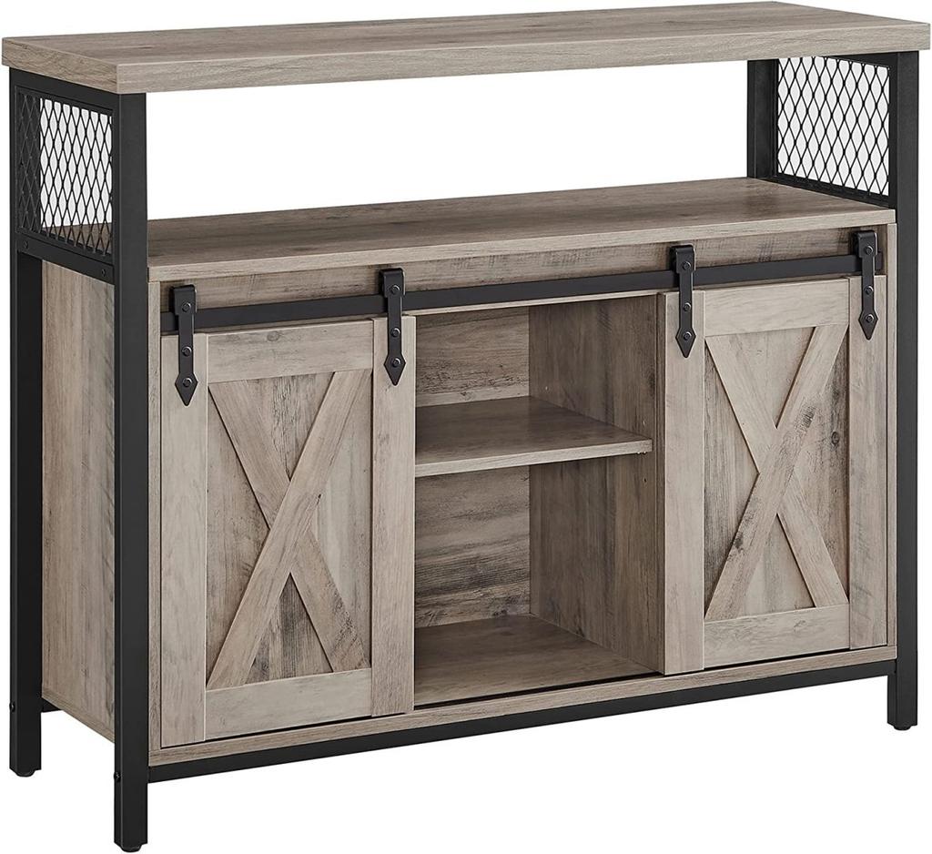 Sideboard, Kitchen Cabinet, Storage Cabinet With 2 Sliding Doors, 33 X 100 X 80 Cm, Adjustable Shelves, Country Style,
