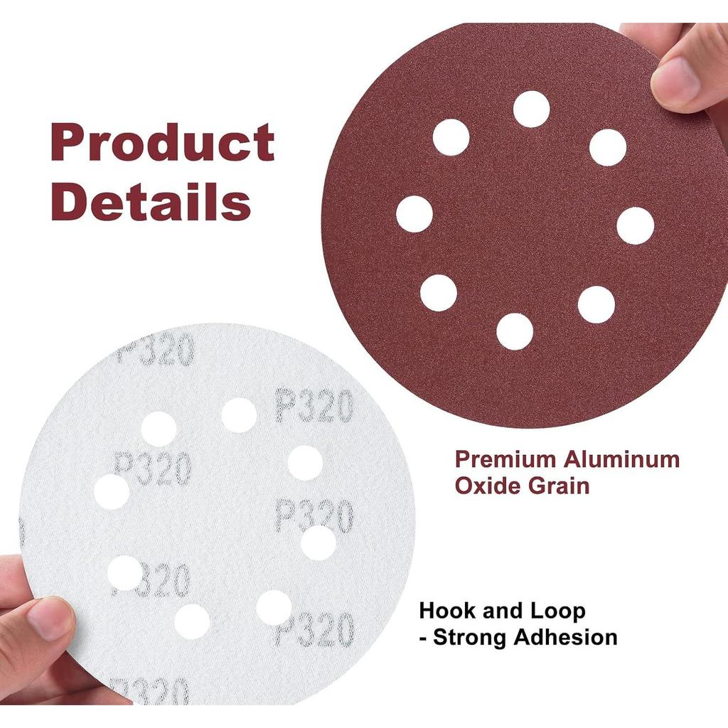 DE Warehouse 24H Shipping Free Delivery 25PCS 5 Inch 8 Holes Dustless Hook and Loop Sanding Discs,40-2000 Grit Sandpaper