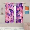 Pinkish Purple Butterfly Print Curtains Suitable Bedroom Living Room Kitchen Decoration Home Window Decor Set Of 2 Made Polyester Great