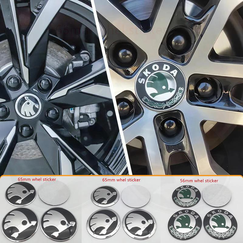 SBNI3 3D 56mm 60mm 65mm Black For Skoda Car Wheel Hub Center Cap Emblem Badge Covers Sticker Decals Styling Accessories