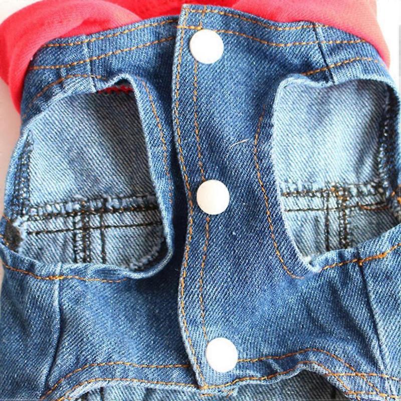 Pet Clothes Cowboy Denim Vest with Red Knitted Hat for 2Pcs