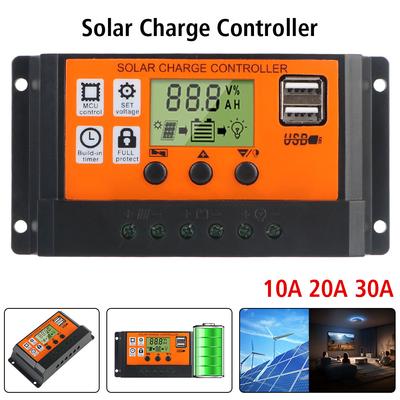 Accessorio Riconoscimento automatico del regolatore solare PV regolatore 10A 20A 30A 12V 24V LCD schermo colorato timer incorporato accessori per la casa