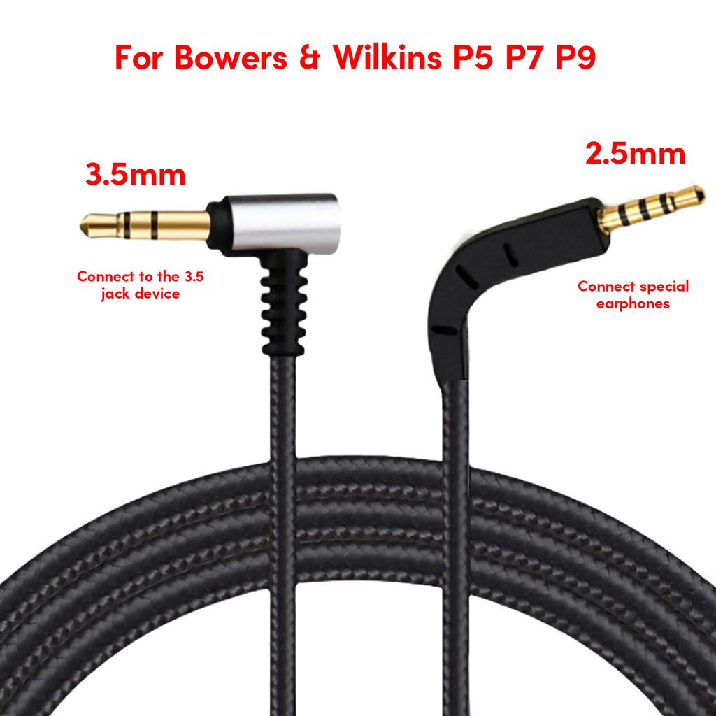 Gaming Headset Cable Replacement 3.5mm to 2.5mm Jack Audio Cable for Bowers & Wilkins P5 P7 P9 Headphone Audio Cord Wire