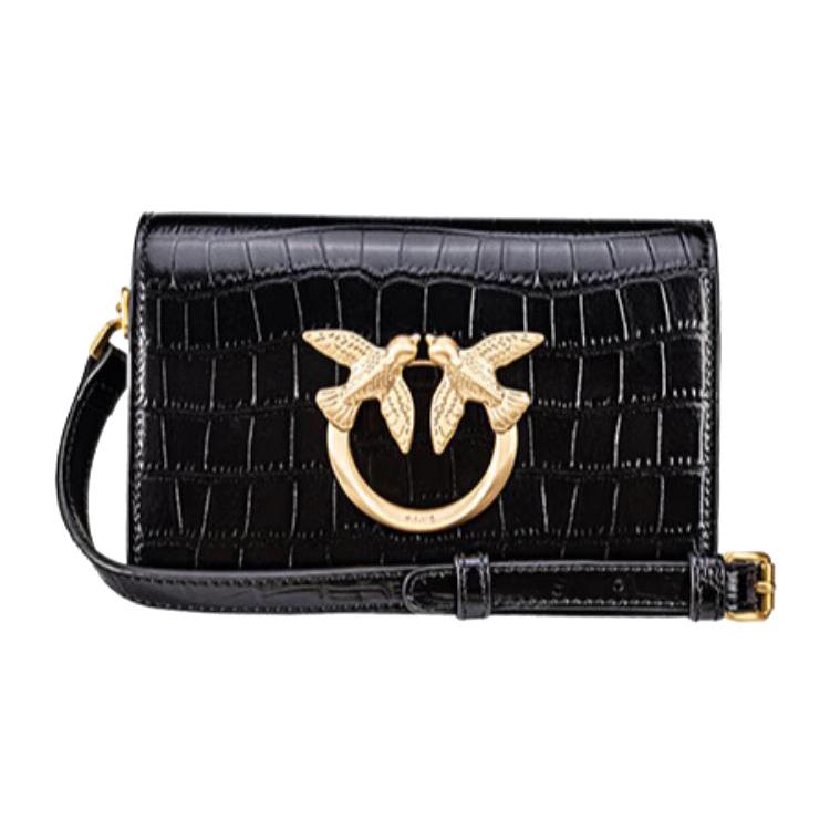 New PINKO Cowhide Leather Swift Bag Shoulder Bag Crossbody Bag Mini Women's Black 1P22VW-A051-Z99G