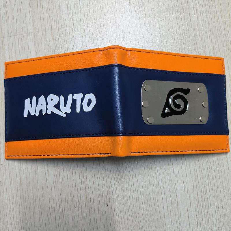 Naruto Leather Wallet Pain Akatsuki Red Cloud Metal Logo Coin Purse Card Holder ID Banknote Storage Cool Anime Gift for Fans