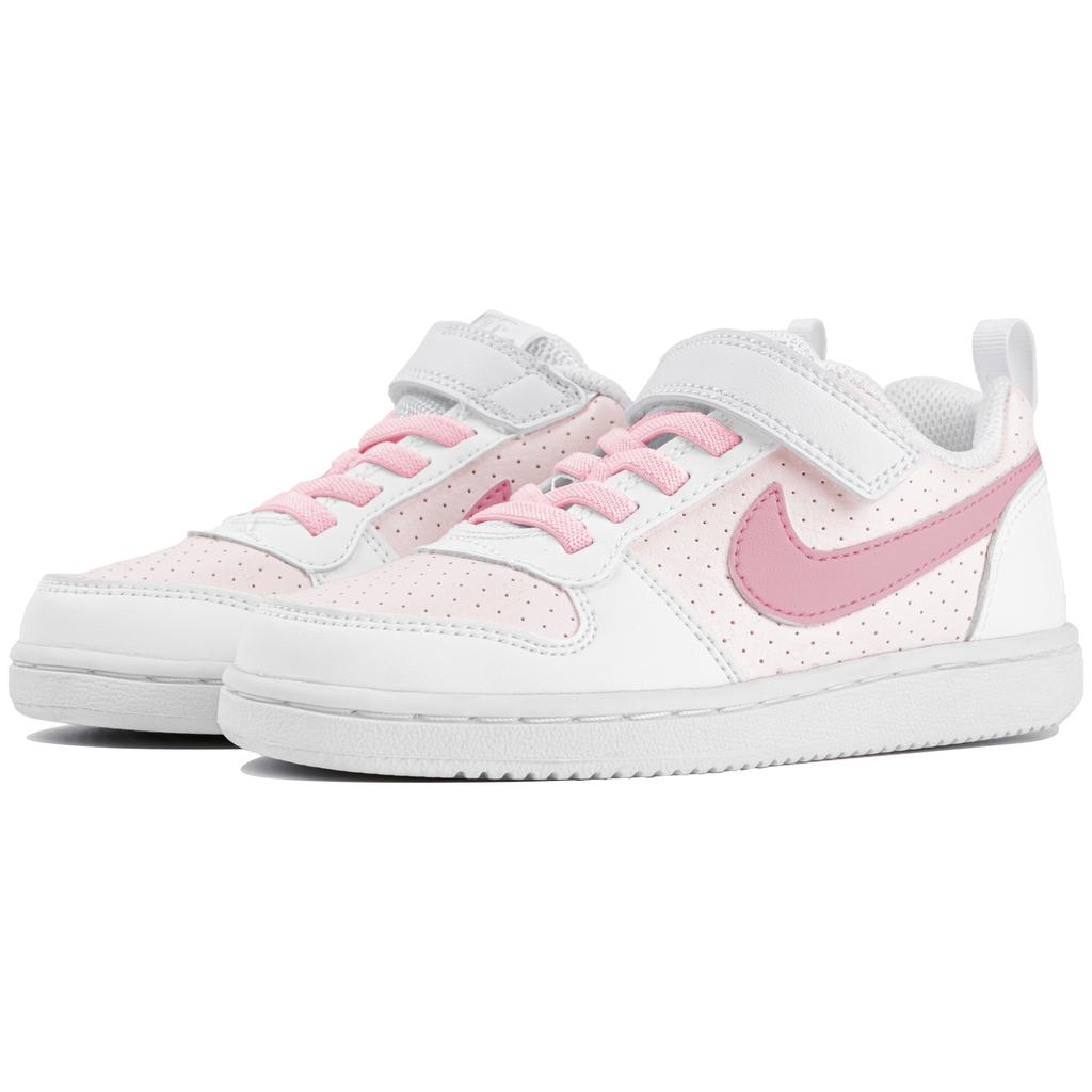 Kids Nike Court Borough Low top Skateboard Shoes White Pink AV3167-100(Team4-)