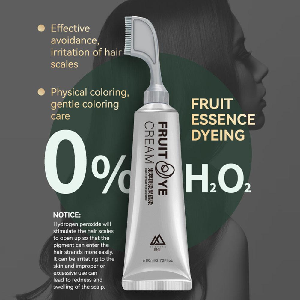 80ml Fruit Essence Hair Dyeing Comb Hair Color Cream Black Brown For Women Grandma Grandpa