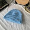 Winter sweet pet! Super white milk blue knitted wool hat couple style big head for face small warm cold hat