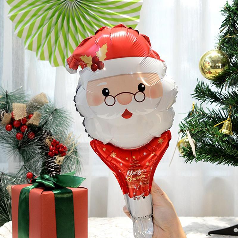 10PCS Christmas Handheld Balloons Santa Snowman Elk Gingerbread Man DIY New Year Merry Christmas Atmosphere Party Decoration ZYF