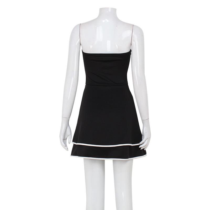 Women's Summer Fashion Temperament Sleeveless Strapless Bow Decorated Halter Short Dress