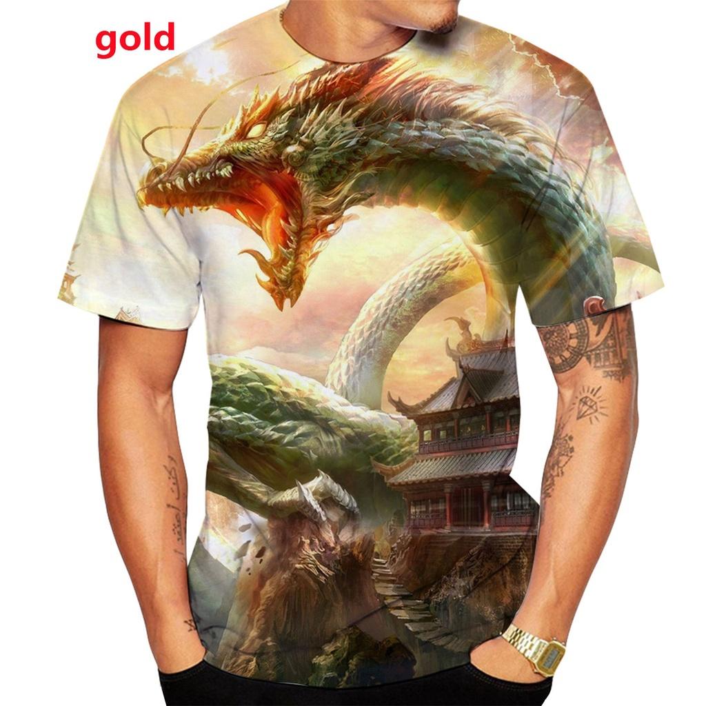 Men's New 3D Printed Dragon T-shirt Men's and Women's T-shirt Casual Animal Plus Size T-shirt Top