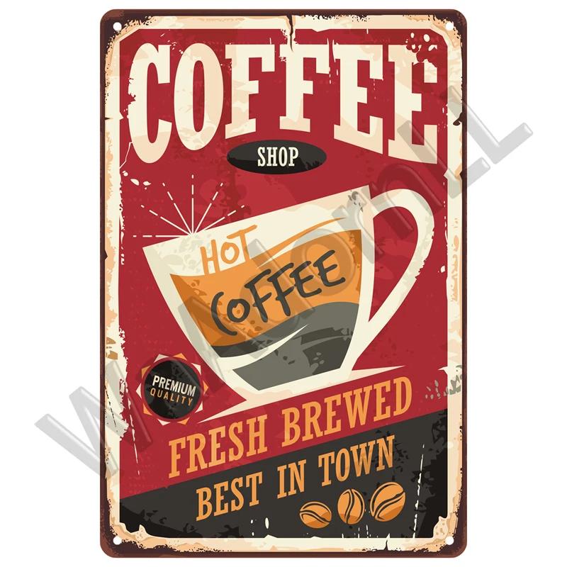 HD Metal Tin Sign Vintage Coffee House Retro Poster Wall Decor for Kitchen Cafe Bar Home Decoration