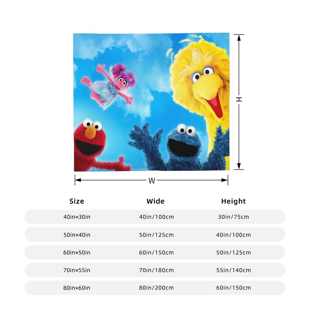 Sesame Street Cartoon Blanket Cover Tv Show Plush Throw Blanket Airplane Travel Decoration Soft Warm Bedspread