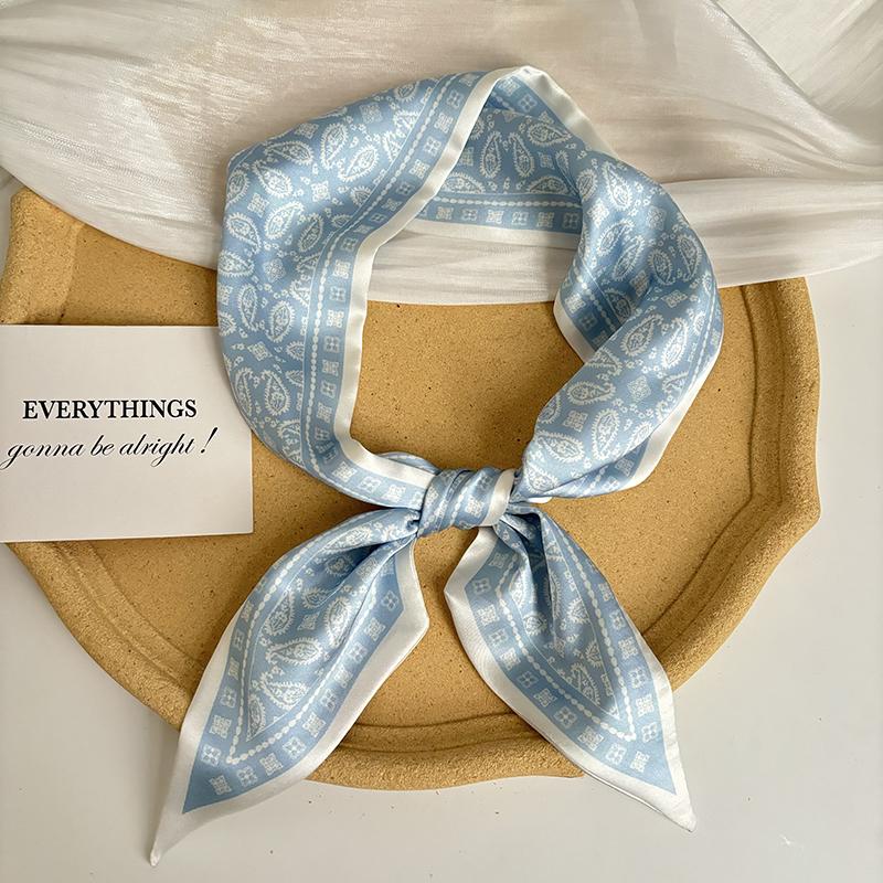Silk Satin Scarf Women Cloth Hair Bands Headdress Accessories Lady Scarves Ribbon Neck Ties for Bag Handle Triangle Scarf