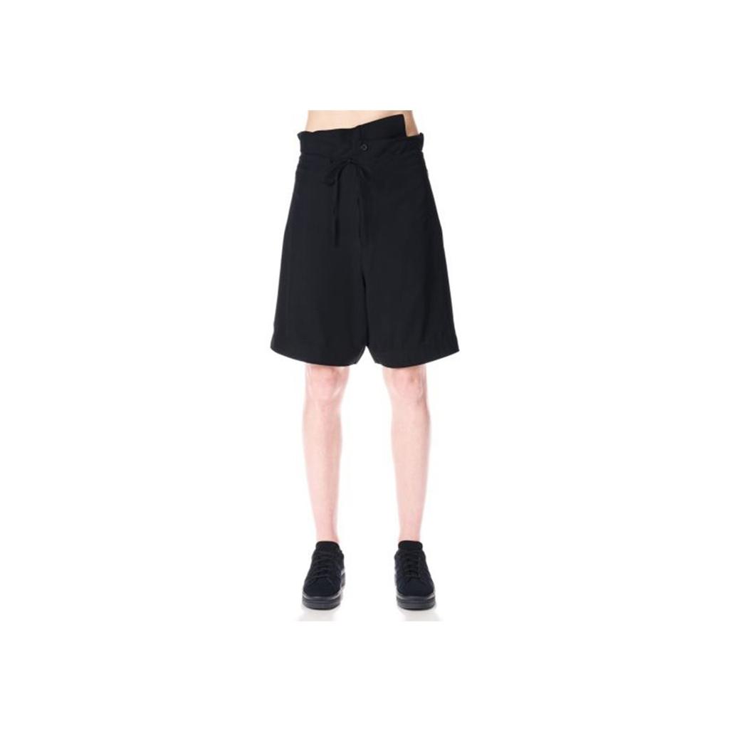 Y-3 FW22 Solid Color Irregular Casual Drawstring A-Line Shorts Men Shorts Black H63040