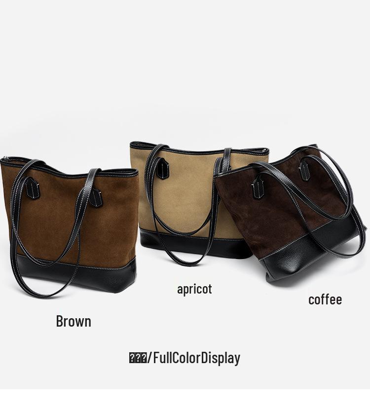 High-End Women's Genuine Leather Tote - Large Capacity, Silk Matte Finish