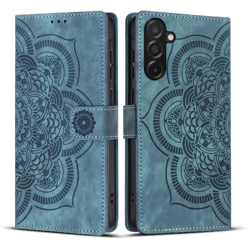 

For Samsung Galaxy A17 5G Leather Case WANLONFENG HDM Series Mandala Imprint Wallet Stand Phone Cover Blue