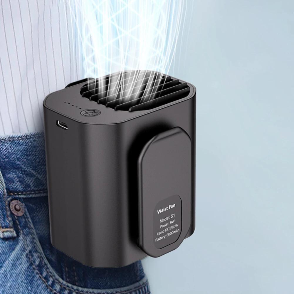 Waist Clip Fan Power Bank Fan Multifunction Cooling Fan LED Display Mini Neck Hanging Fan for Outdoor Gardening Backpacking