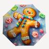 1pc Gingerbread Man Automatic Folding Umbrella, Portable 3-Fold Design with 8-Bone Iron Frame, Perfect for Festivals, Travel, Daily Use, and Gift Givi