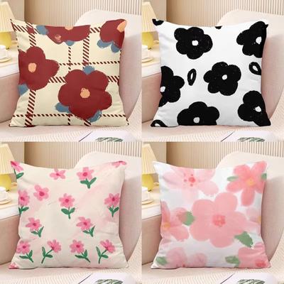 Taie d'oreiller décorative à motif de fleurs mignonnes et fraîches pour salon, chambre à coucher, coussin carré