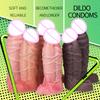 Huge Penis Enlargemen Extender Condoms Realistic Penis Extension Sleeve Reusable Condom Cock Ring Sex Toys For Men Penis Sleeve