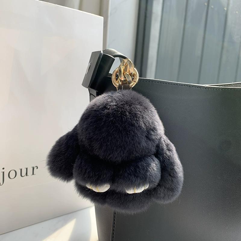 

Кулон из меха кролика рекс, милый мертвый кулон в виде кролика, подвеска для сумки, брелок для автомобиля темно-серого