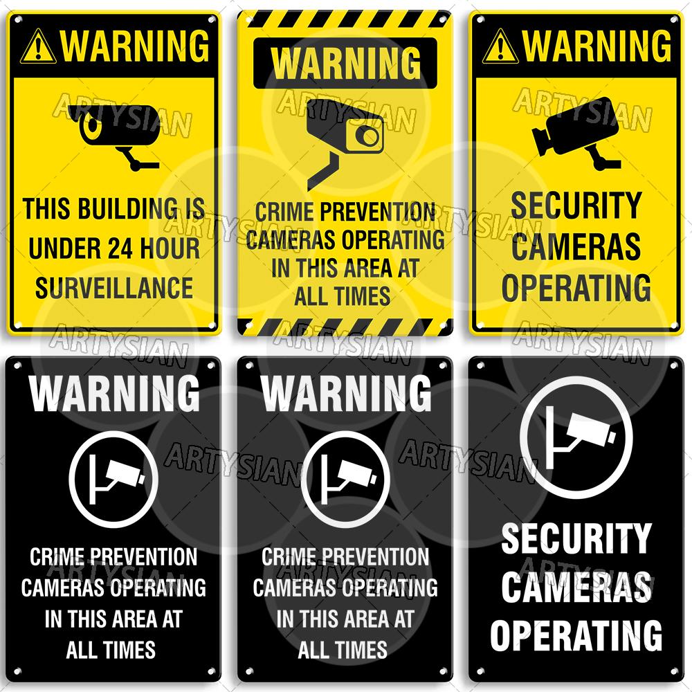 CCTV Surveillance Metal Sign Shop Security Plaque Camera Monitoring Shoplifting Warning Crime Deterren Safety Alert 24-Hour