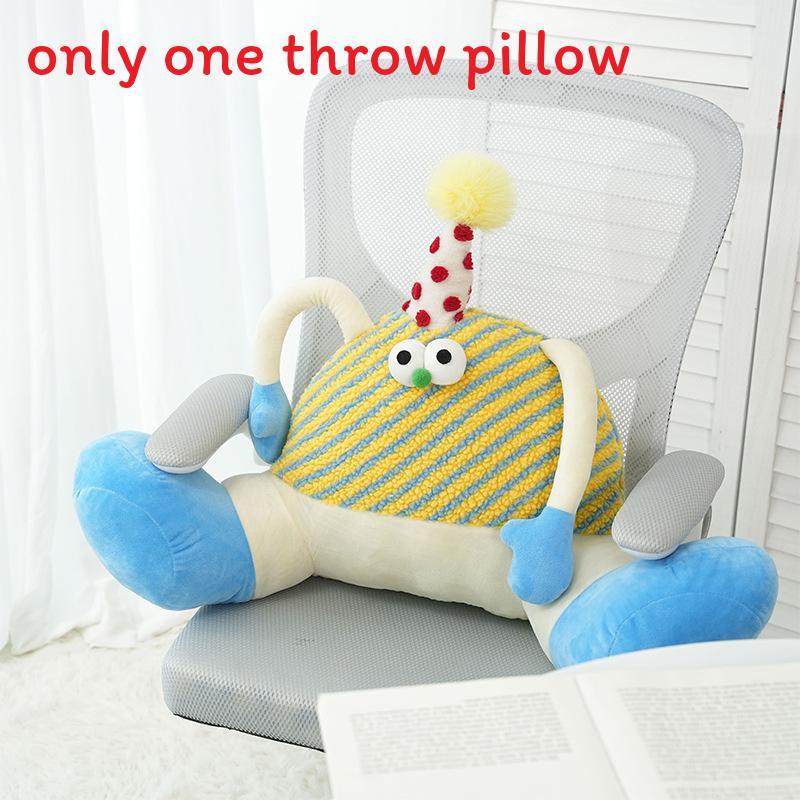 Cartoon Monster Plush Cushion With Soft Sherpa Cover For Lounge And Bed Decor