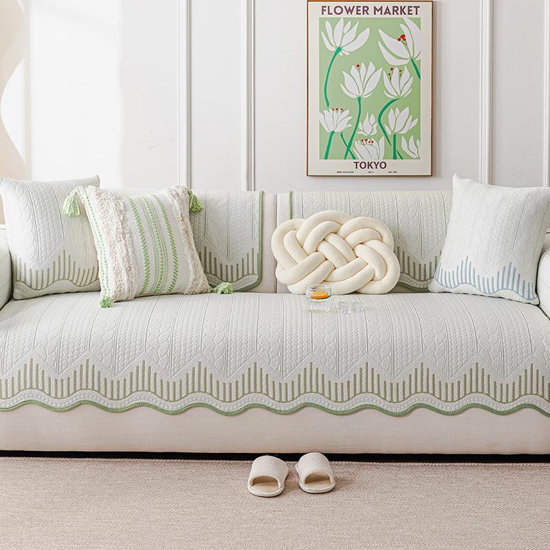 Simple Wind Sofa Cushion  New Summer Seat Cushion One-Piece Cover Cloth Towel Fixed Combination Sofa Cover