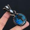 Neon Blue Apatite Gemstone Pendant 999 Copper Wire Wrapped Jewelry, Handmade Antique Pendant Jewelry, Gift For Mother