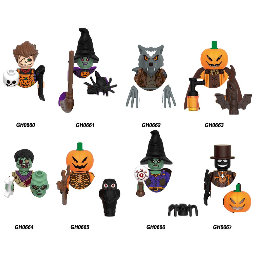 Classic Horror Series Figure Dolls Mini Building Blocks Set Halloween Dress-Up Role Play Collection Gift Toy