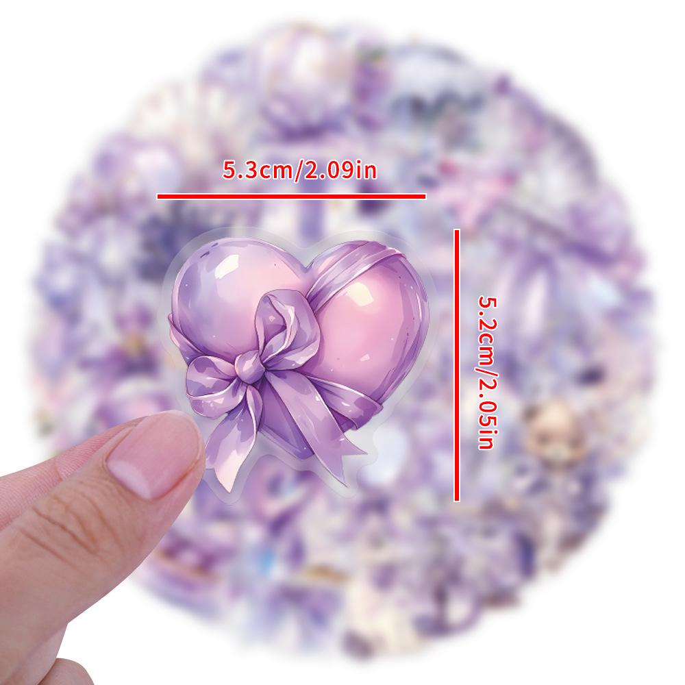 60 Coquette Minimalist Cartoon Purple Transparent Waterproof Stickers for Journaling, Stationery, Water Bottles, and Computers.