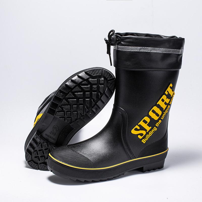 Fashion Man Platform Rain Boots Fashion Mid-Calf Non-Slip Waterproof PVC Shoes Car Wash Outdoor New Work Protection Water Fishing Shoes