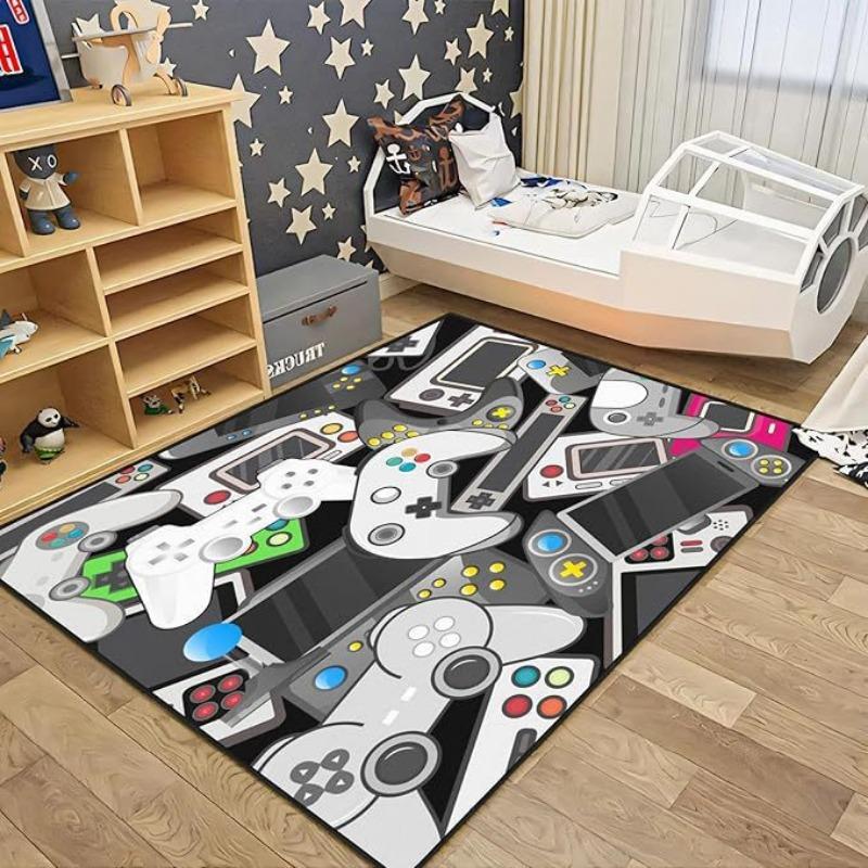 Video Game Controller Printing Flannel Rug Soft Esports Room Carpet Floor Mat Sofa Bedroom Home Easy Clean Decor Very Beautiful